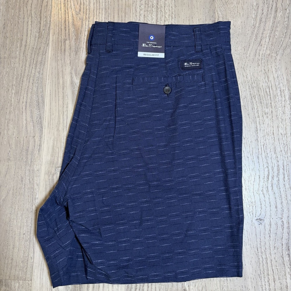 The Original Ben Sherman Shorts Mens Navy 40W Regular Fit NWT Vacation Stretch
